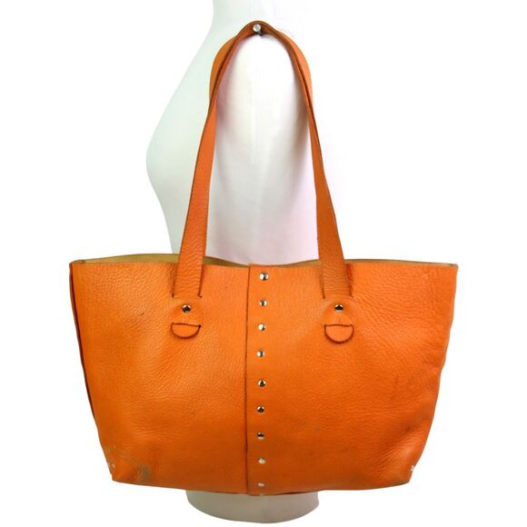 ROOMY Vin Baker TAN BROWN GENUINE LEATHER STUDS TOTE SHOULDER BAG HANDBAG PURSE - Picture 5 of 16